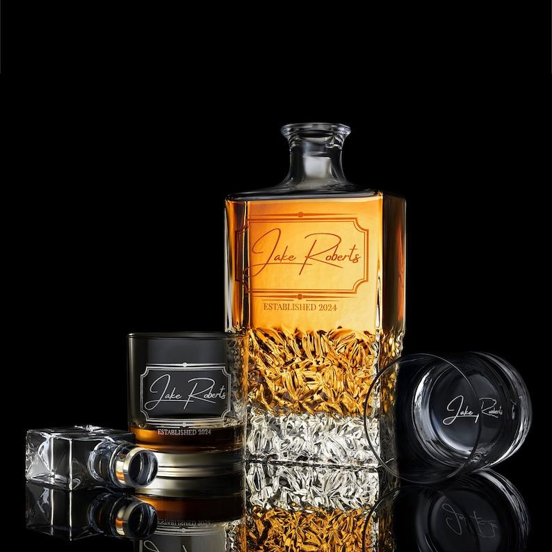 Personalized Whiskey Decanter Set Premium Engraved Groomsmen Items with Complimentary Item Boxes
