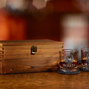 Personalized Whiskey Glasses Wood Box Set Engraved Bourbon Items for Special Occasions