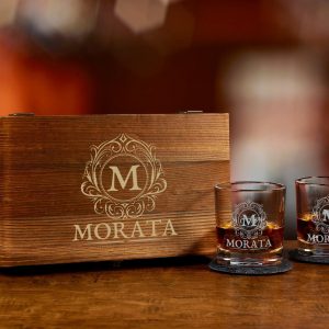 Personalized Whiskey Glasses Wood Box Set Engraved Bourbon Items for Special Occasions