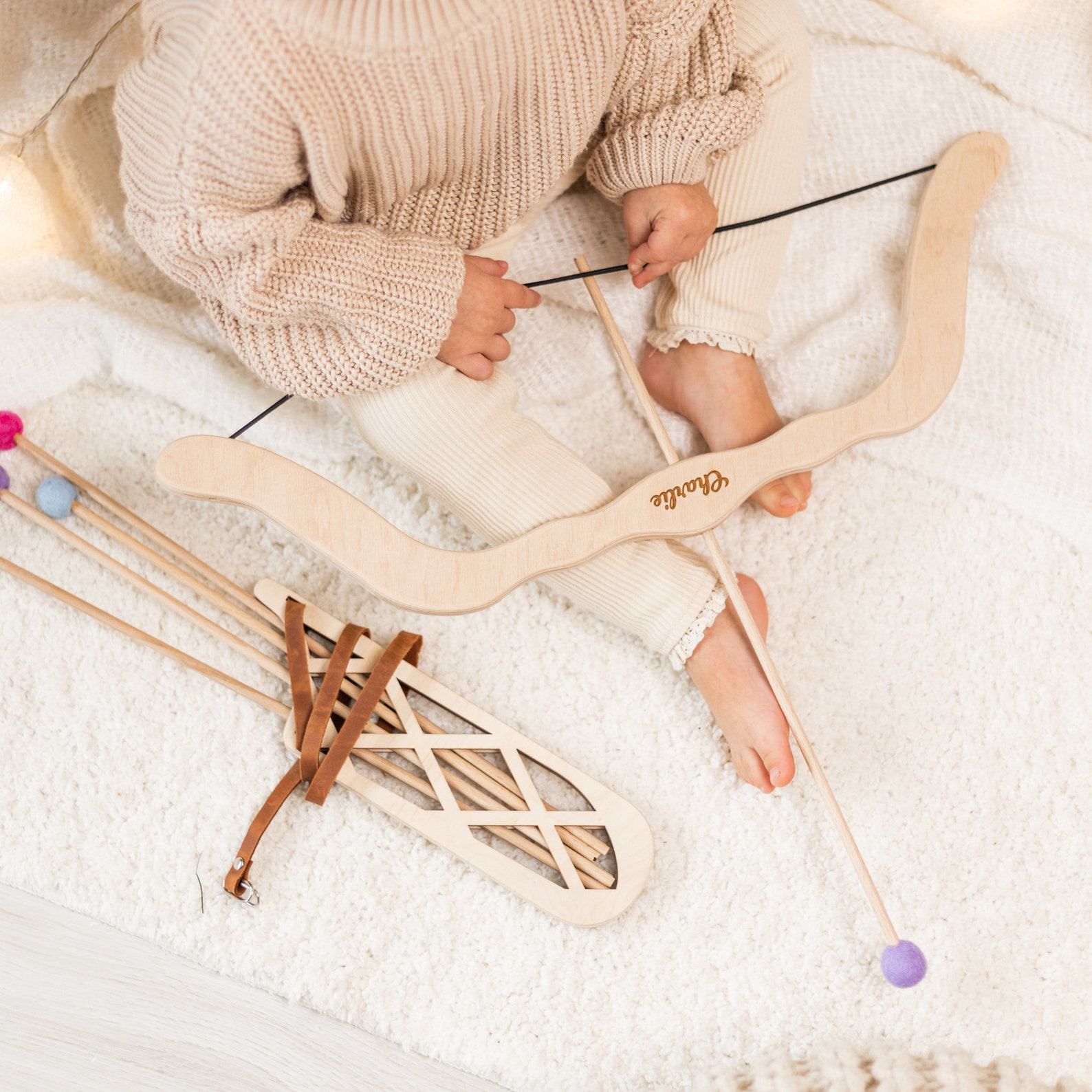 Personalized Wooden Bow and Arrow Set for Kids – Safe Archery Present for Boys