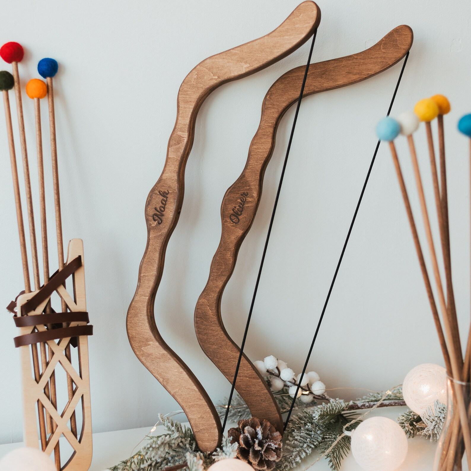 Personalized Wooden Bow and Arrow Set for Kids – Safe Archery Present for Boys