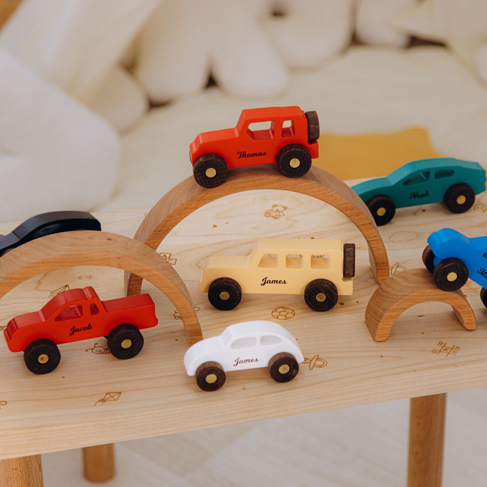 Personalized Wooden Car Toy – Organic Montessori Baby Present | Easter Basket Stuffer