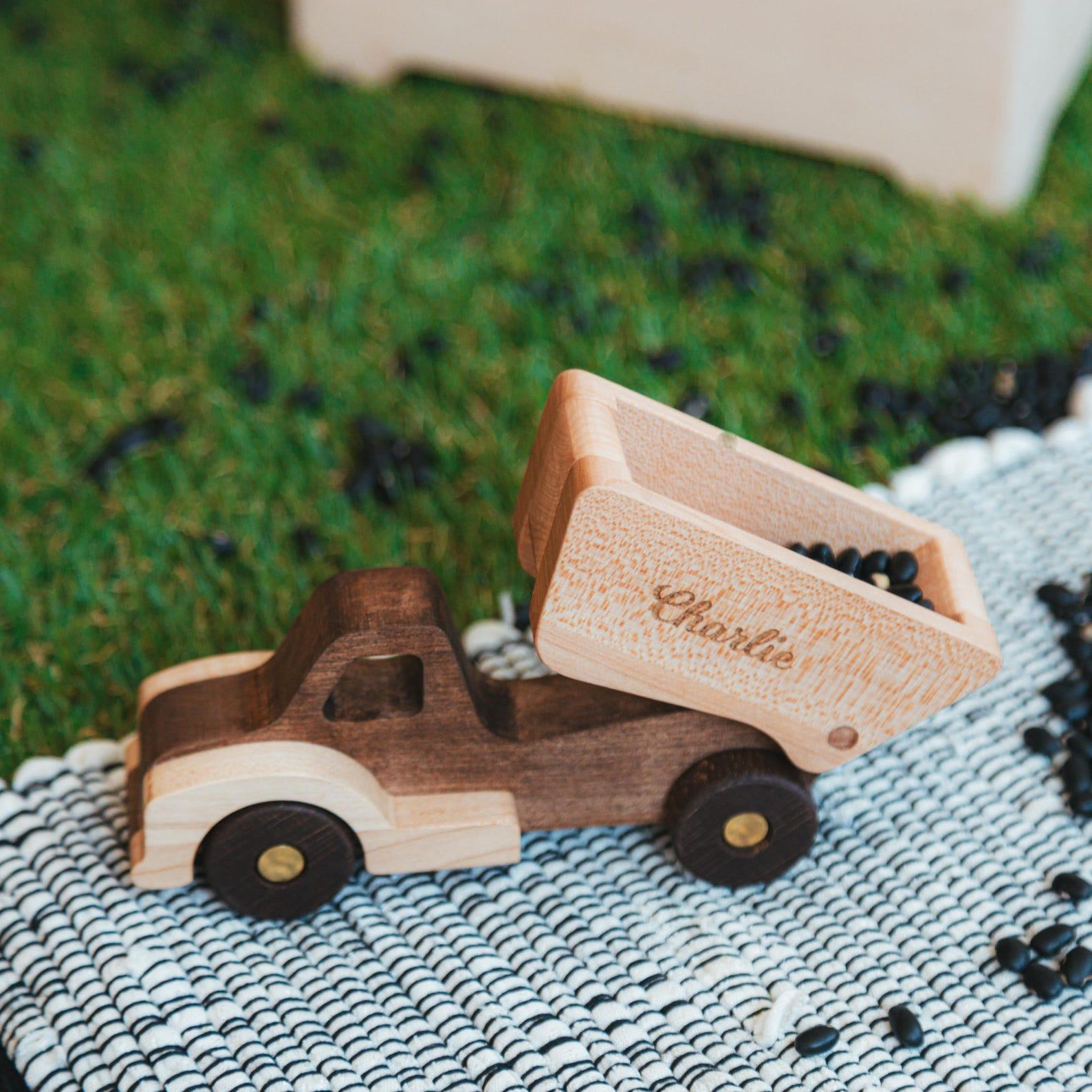 Personalized Wooden Excavator Toy – Eco-Friendly 1st Birthday Easter Present for Toddlers