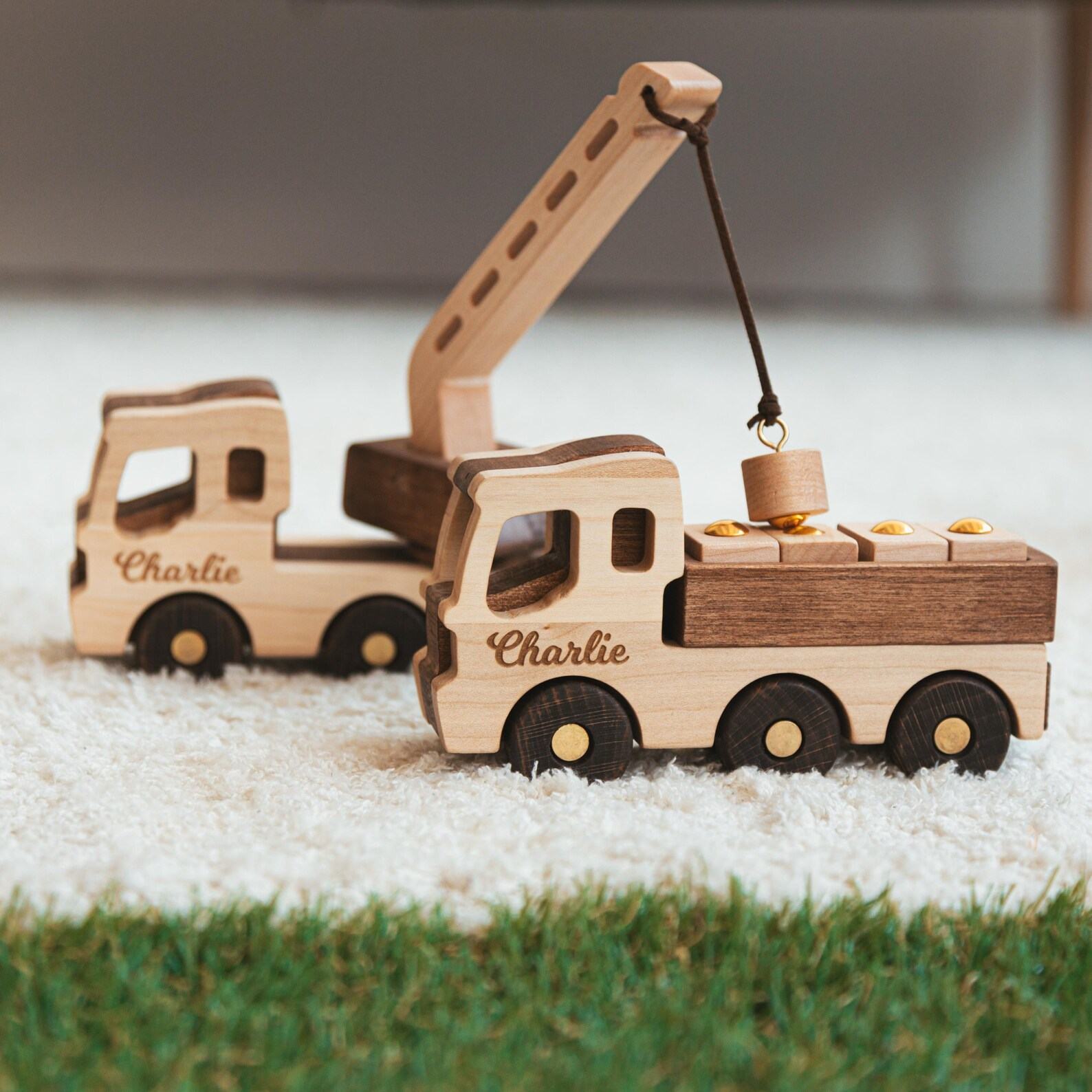 Personalized Wooden Loader Truck – Custom Name Toy for Toddlers | First Birthday, Easter, & Baptism Present