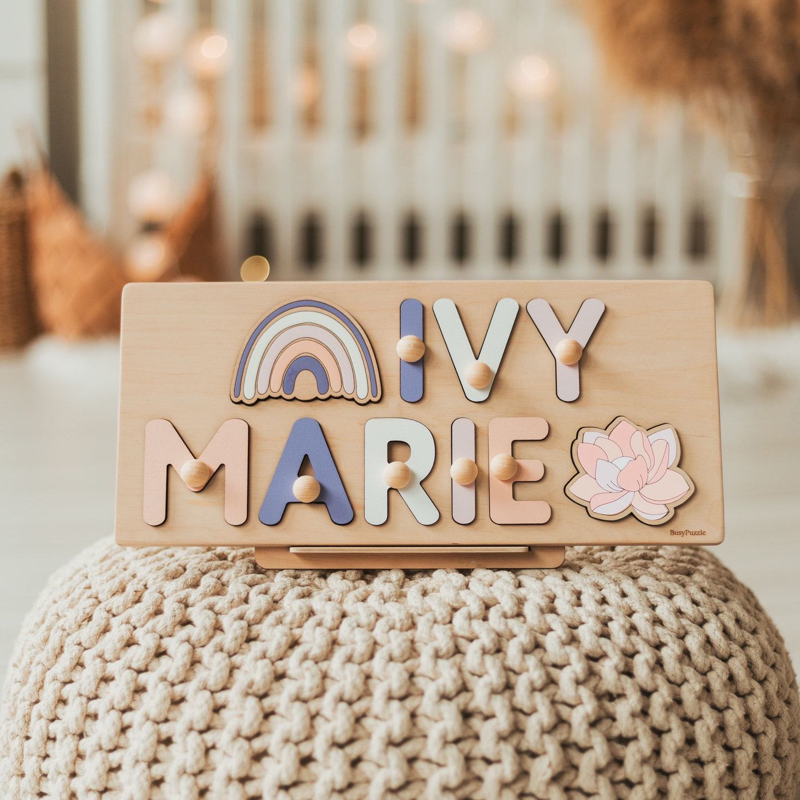 Personalized Wooden Name Puzzle – Custom Montessori Toy for Baby & Toddler – Unique Baby Shower Present