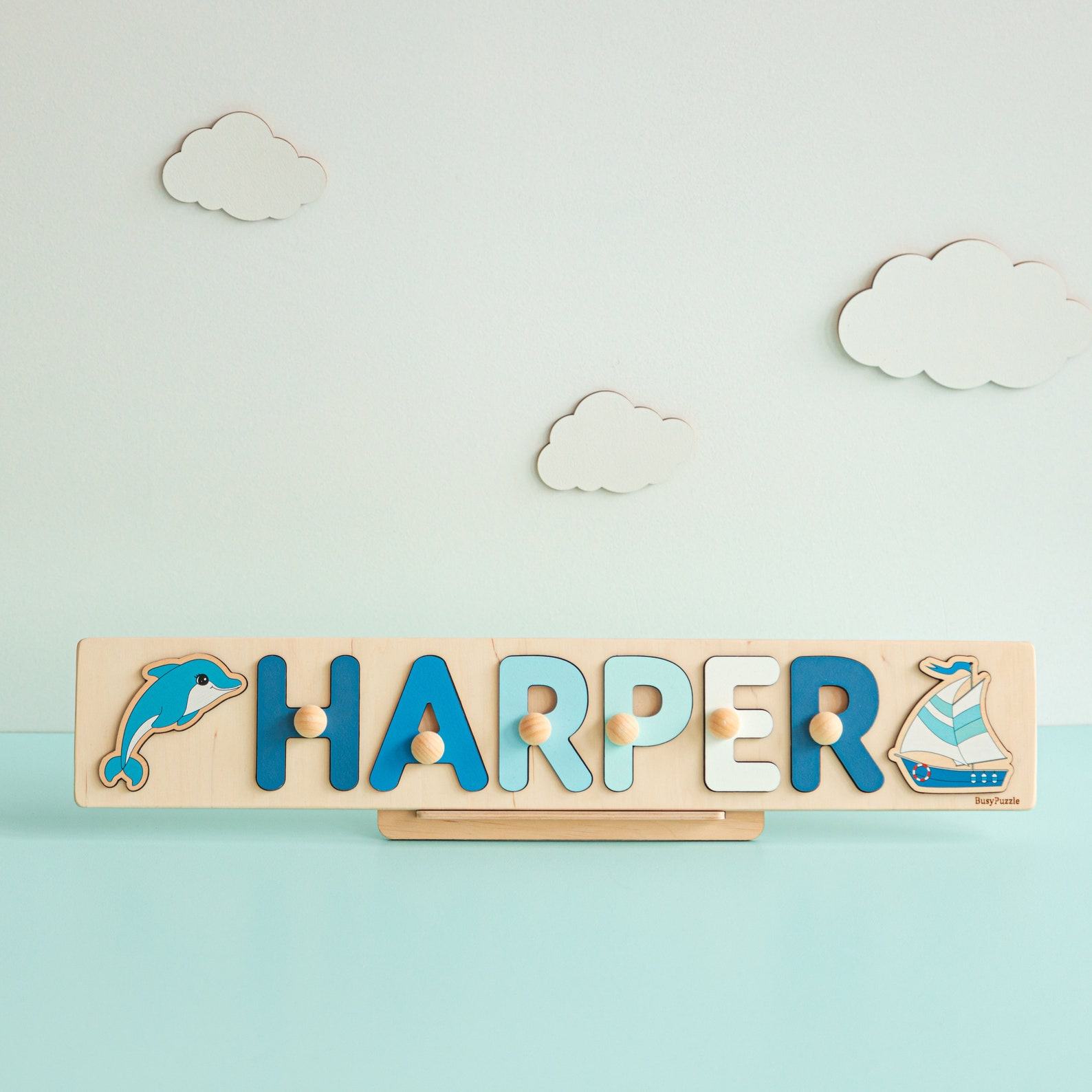 Personalized Wooden Name Puzzle A Cherished Item for Baby Showers, First Birthdays, and Montessori Play