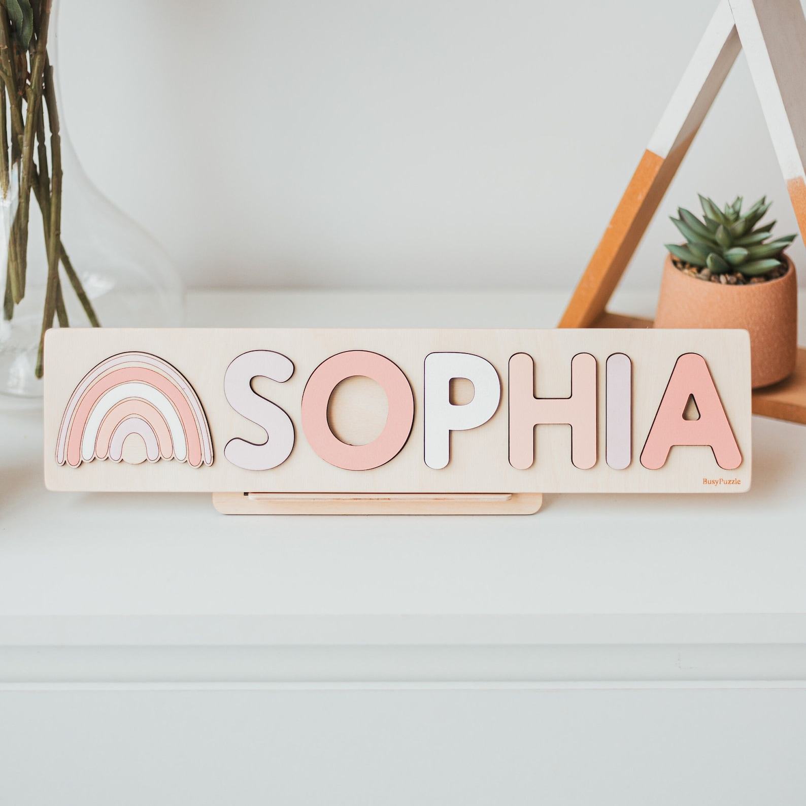 Personalized Wooden Name Puzzle Educational Montessori Toy for 1-Year-Old Boys