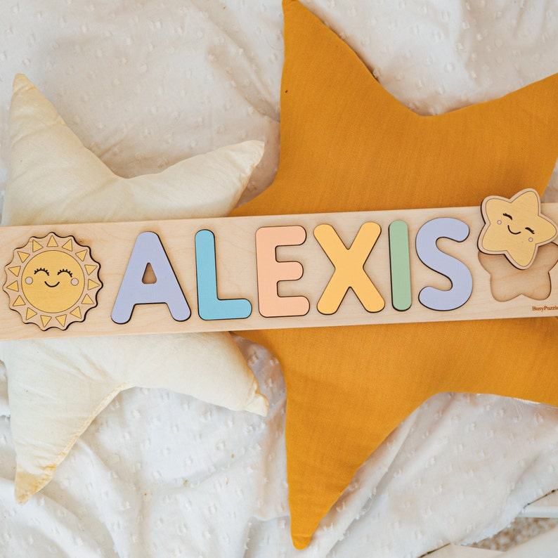 Personalized Wooden Name Puzzle Educational Montessori Toy for Toddlers and Newborns