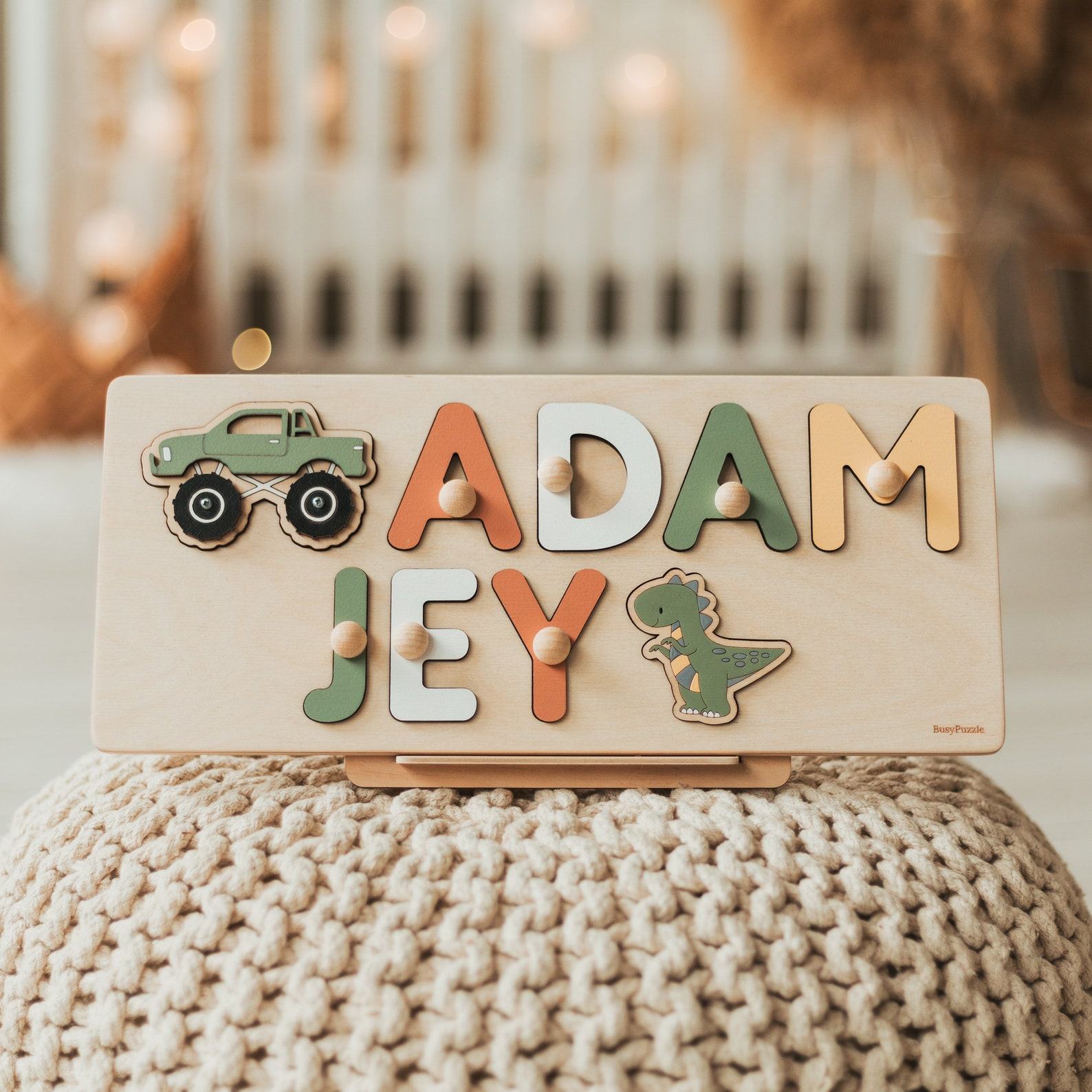 Personalized Wooden Name Puzzle Educational Montessori Toy for Toddlers and Newborns