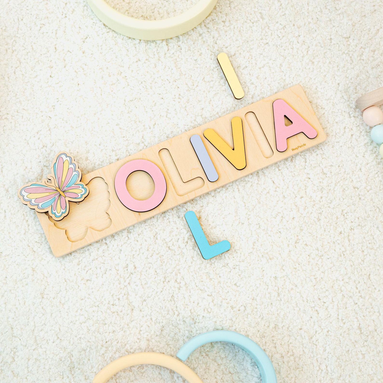Personalized Wooden Name Puzzle Educational Montessori Toy for Toddlers and Newborns