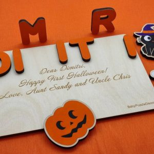 Personalized Wooden Name Puzzle for Halloween Spooky Fun for Little Trick-or-Treaters