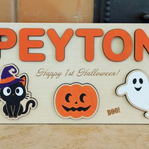 Personalized Wooden Name Puzzle for Halloween Spooky Fun for Little Trick-or-Treaters