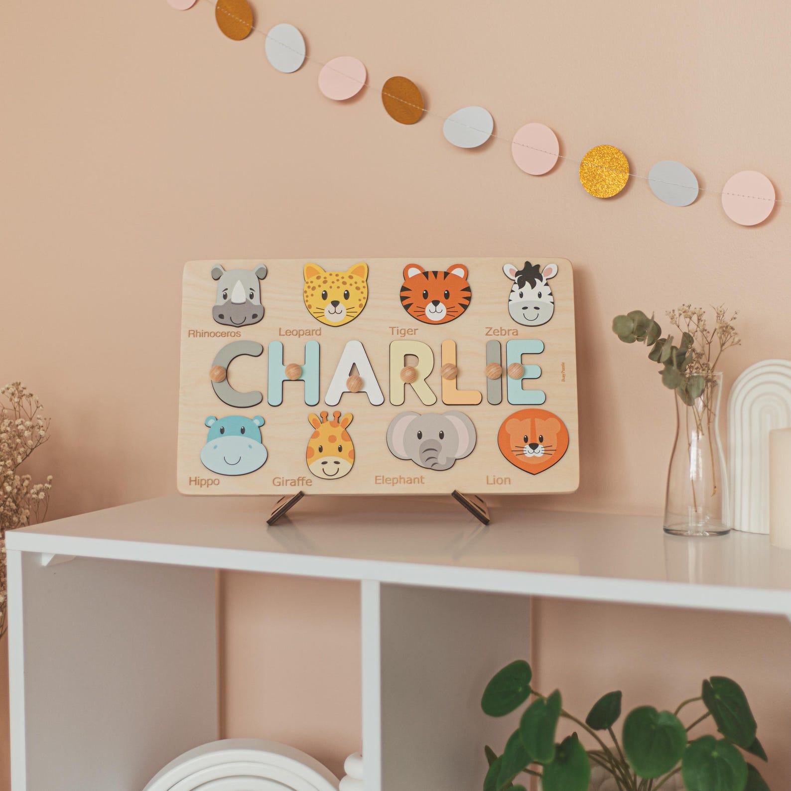 Personalized Wooden Name Puzzle for Toddlers – Easter Present & Sensory Toy