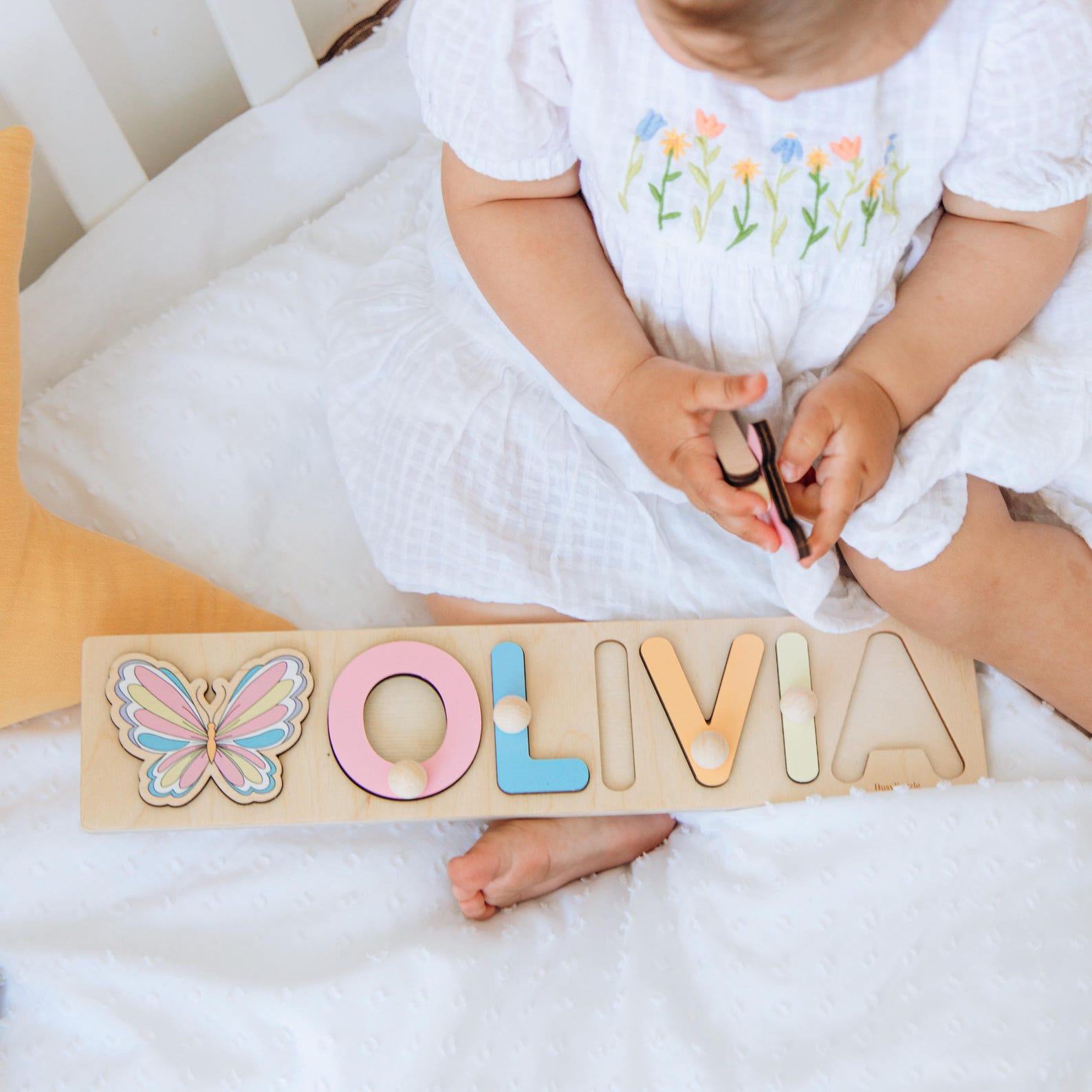 Personalized Wooden Name Puzzle for Toddlers – Montessori Toy, Baby Shower & 1st Birthday Present