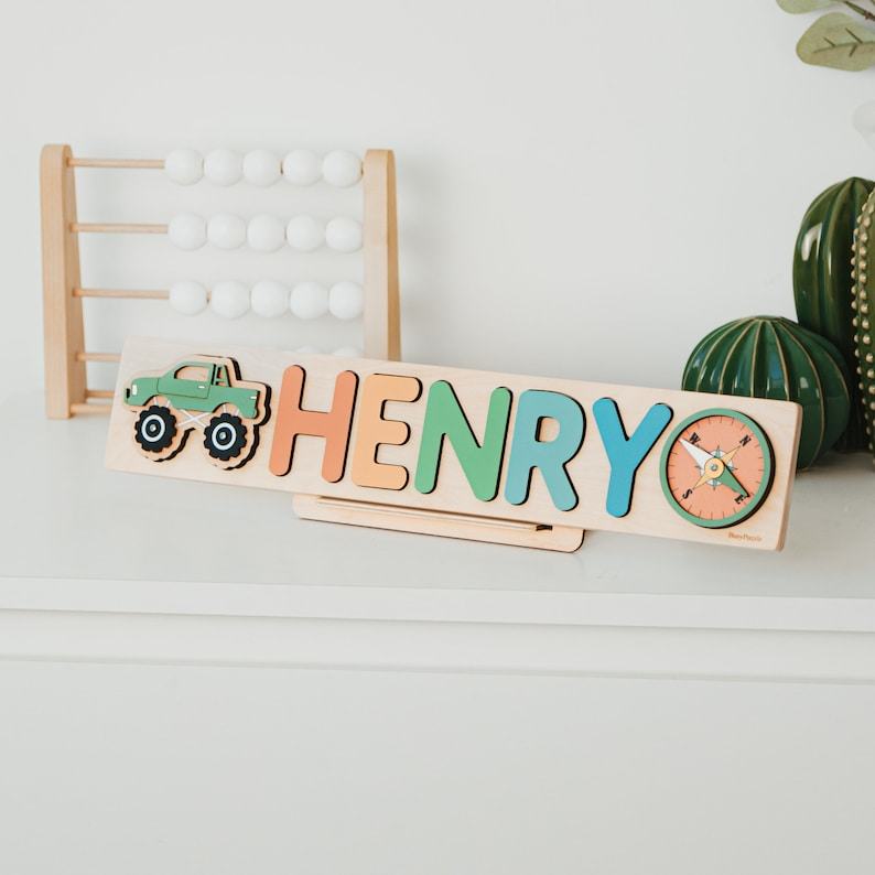 Personalized Wooden Name Puzzle Montessori Toy, Baby Item, First Christmas, Baby Shower