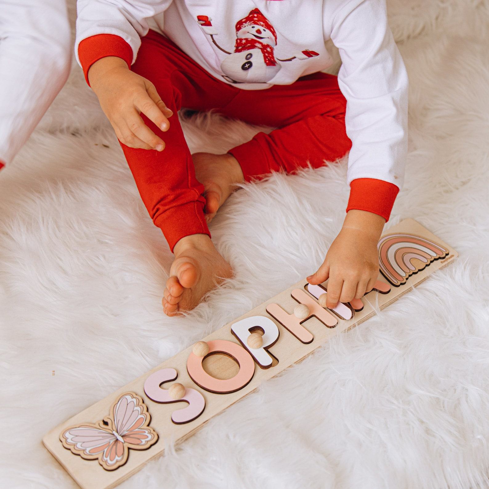 Personalized Wooden Name Puzzle Montessori Toy for Toddlers, Baby Shower Item, Baptism Keepsake, First Christmas Present - Image 2