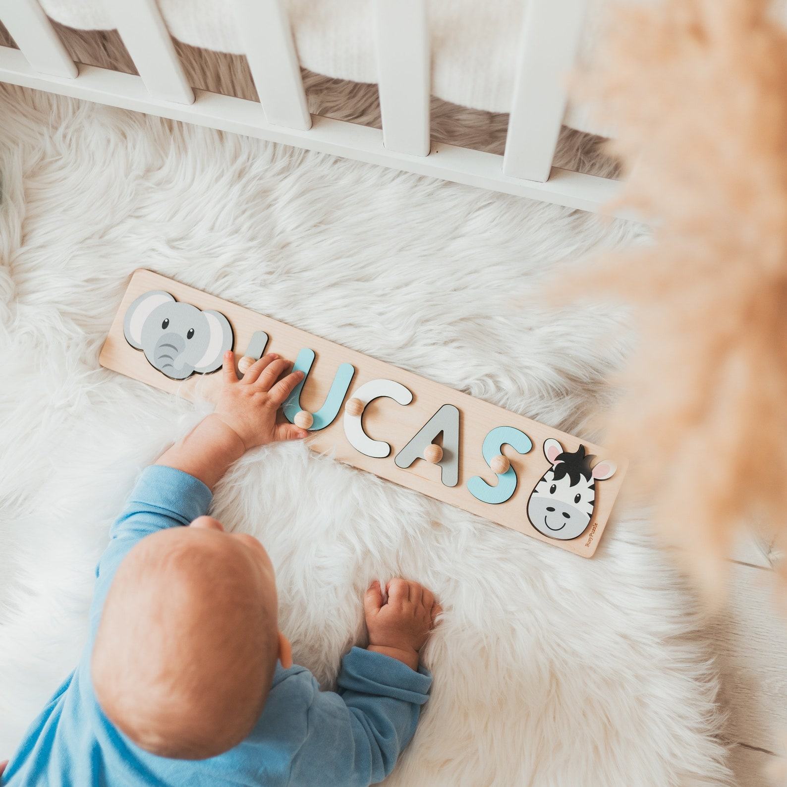 Personalized Wooden Name Puzzle Unique Item for Kids and Babies