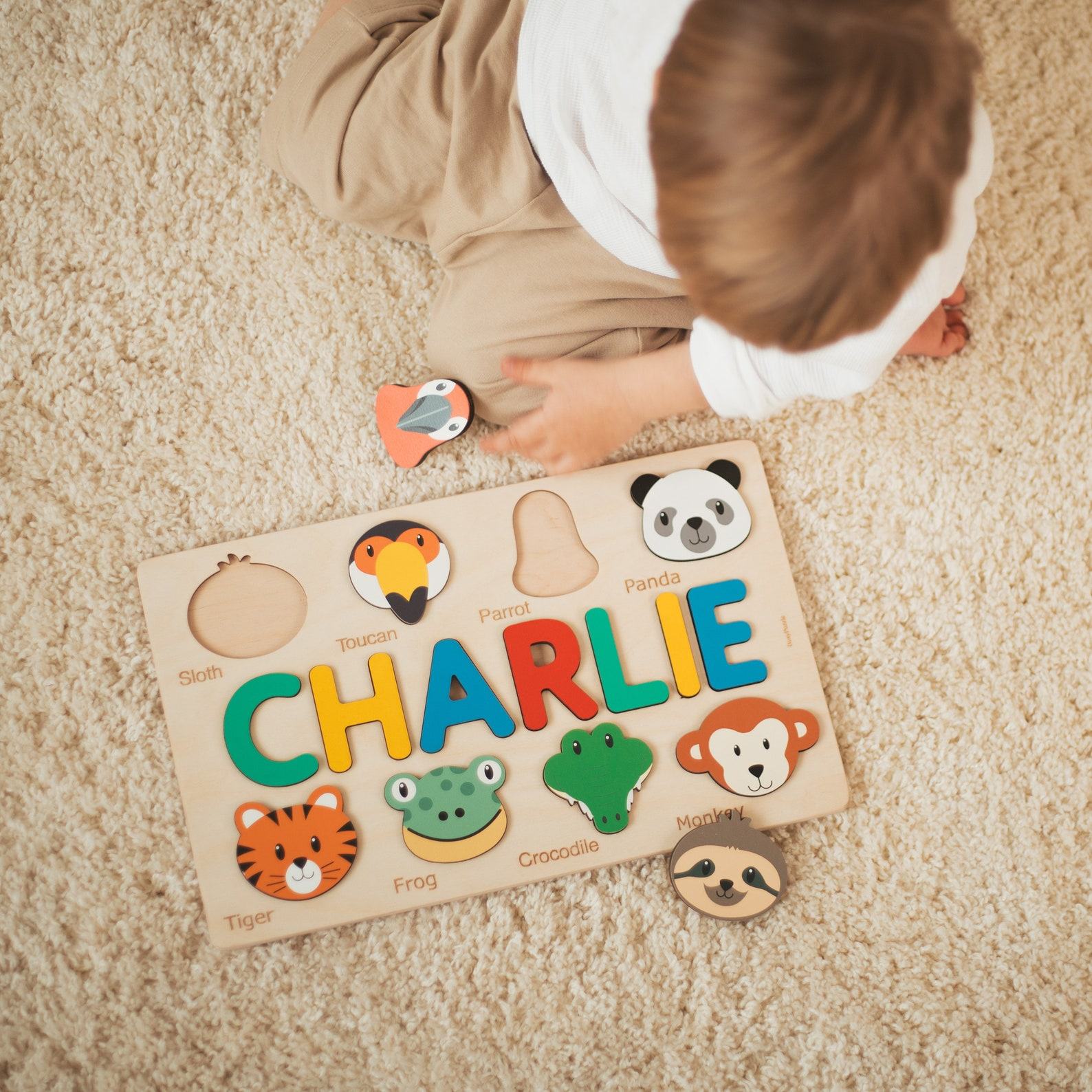 Personalized Wooden Name Puzzle Unique Item for Kids and Babies