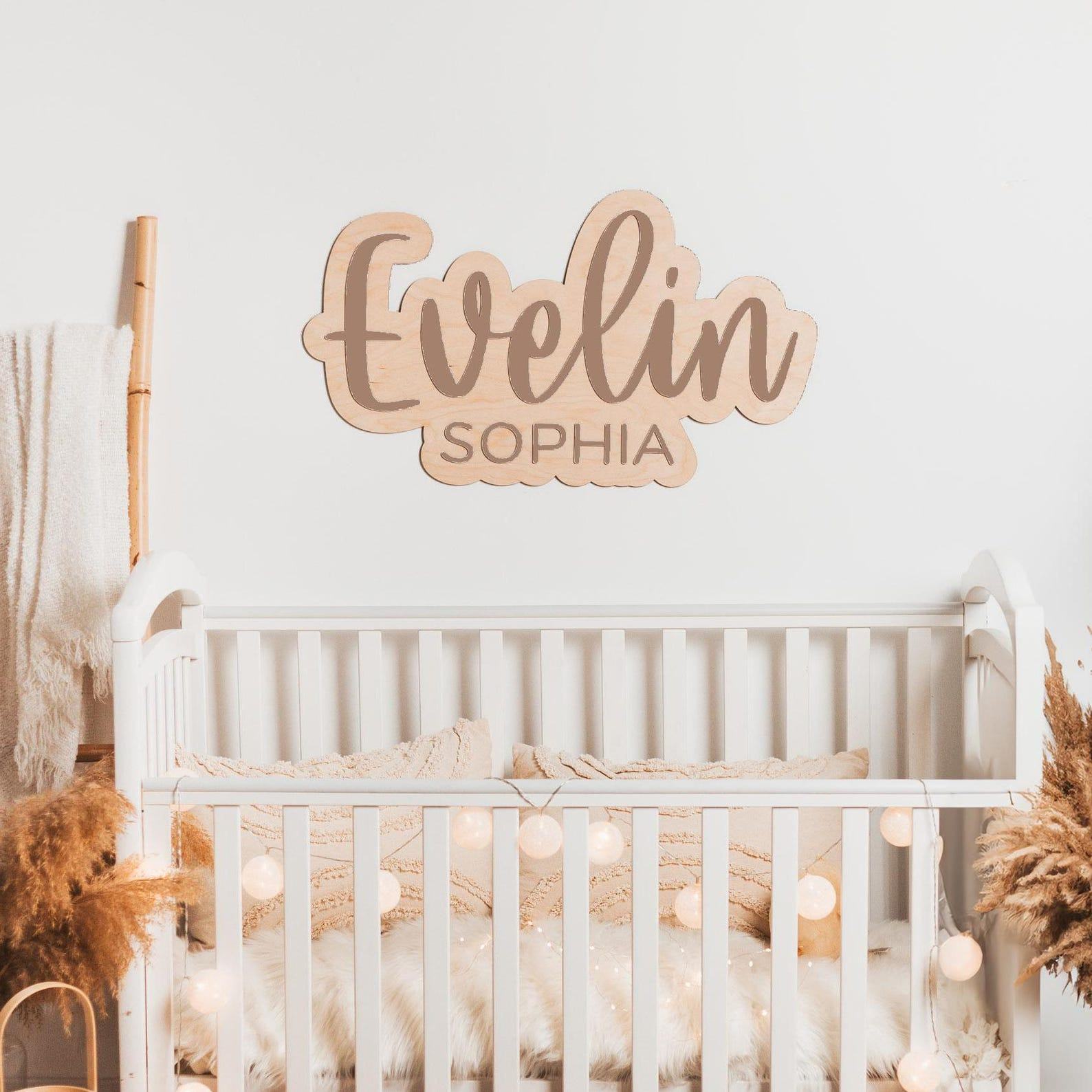 Personalized Wooden Name Sign – Custom Nursery Decor for Baby Girl – Wall Art Present