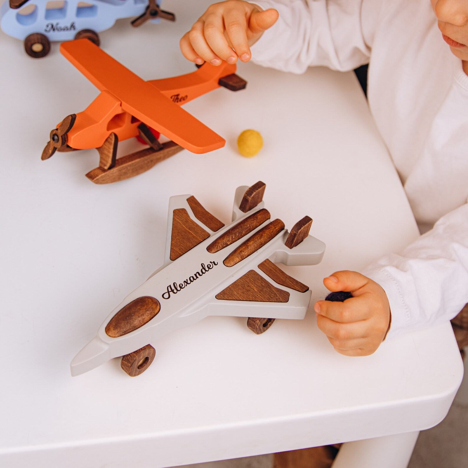 Personalized Wooden Planes for Baby Boys Unique Birthday, Christmas, and Montessori Items for 1-3 Year Olds