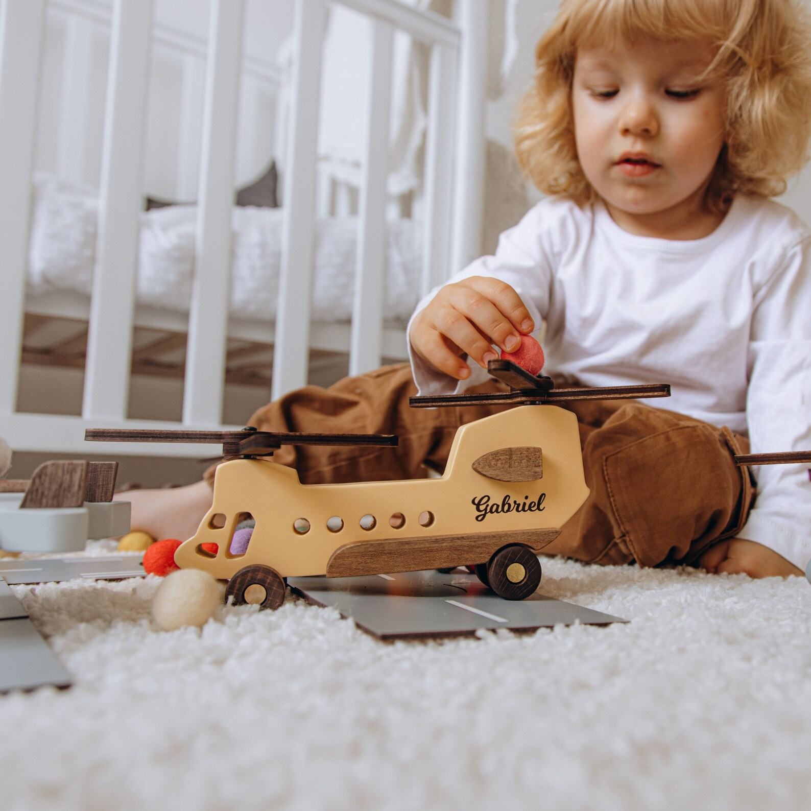 Personalized Wooden Planes for Baby Boys Unique Birthday, Christmas, and Montessori Items for 1-3 Year Olds