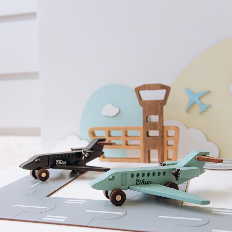 Personalized Wooden Planes Sensory Toys for Toddlers, Baptism Items, and Pretend Play