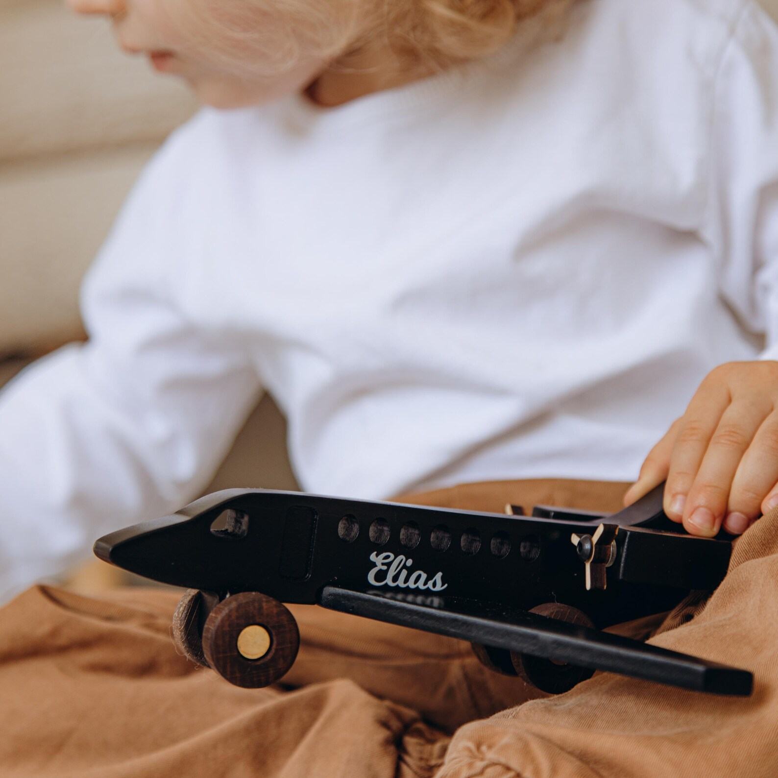 Personalized Wooden Planes Sensory Toys for Toddlers, Baptism Items, and Pretend Play