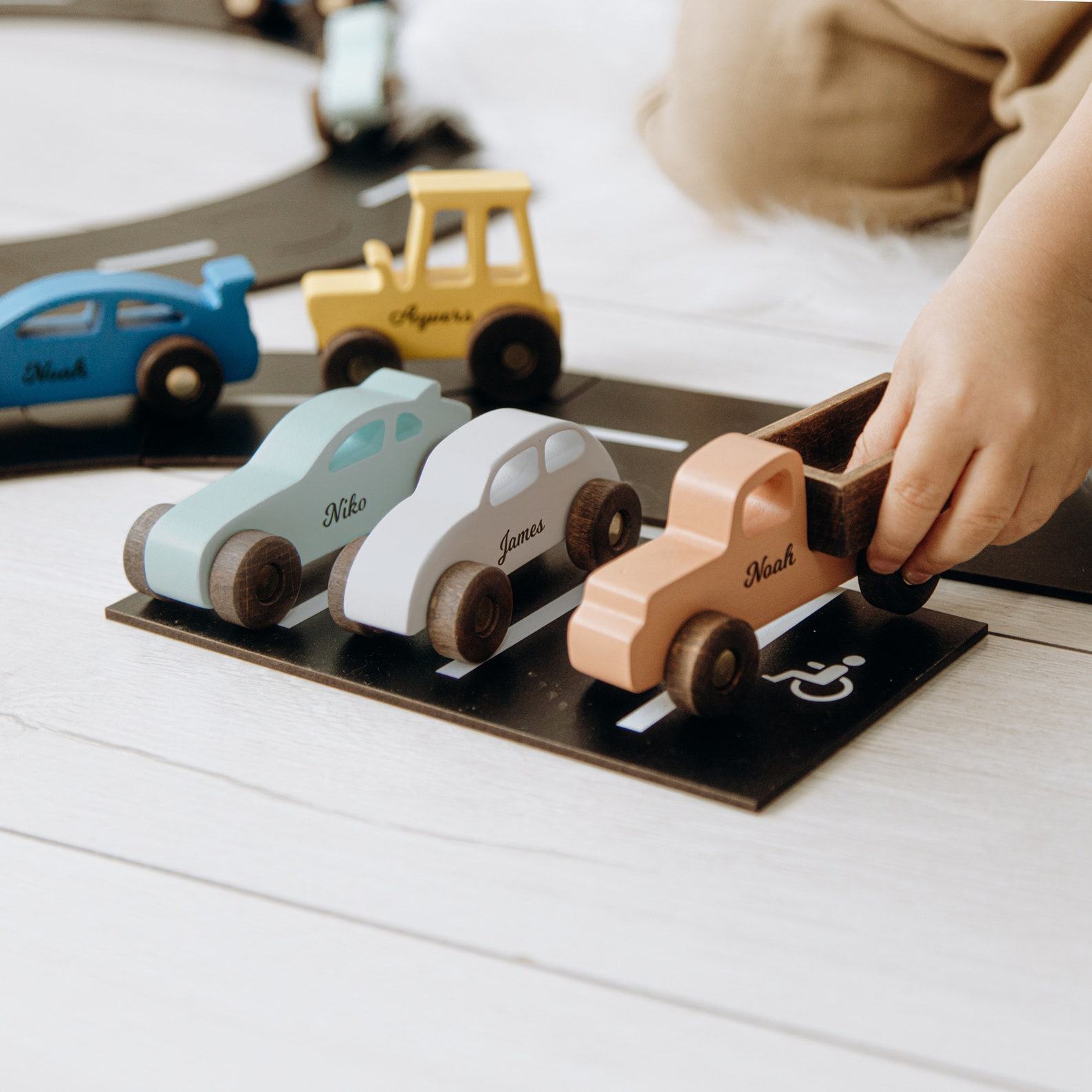 Personalized Wooden Race Car Set – Custom Name Toy Cars for Toddlers – Birthday & Christmas Present