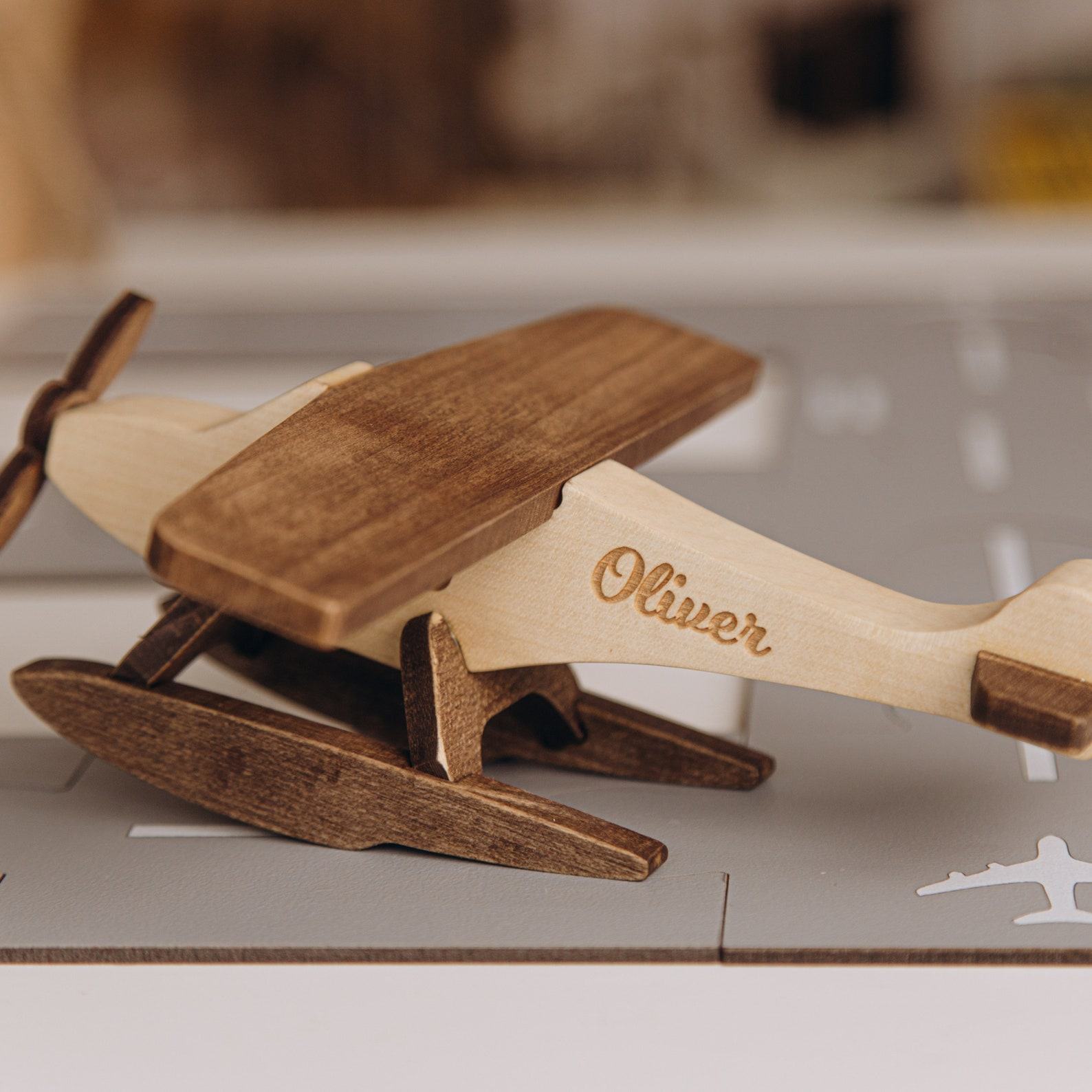 Personalized Wooden Toy Airplane Set – Custom Fighter Jet, Airport & Birthday Present for Kids