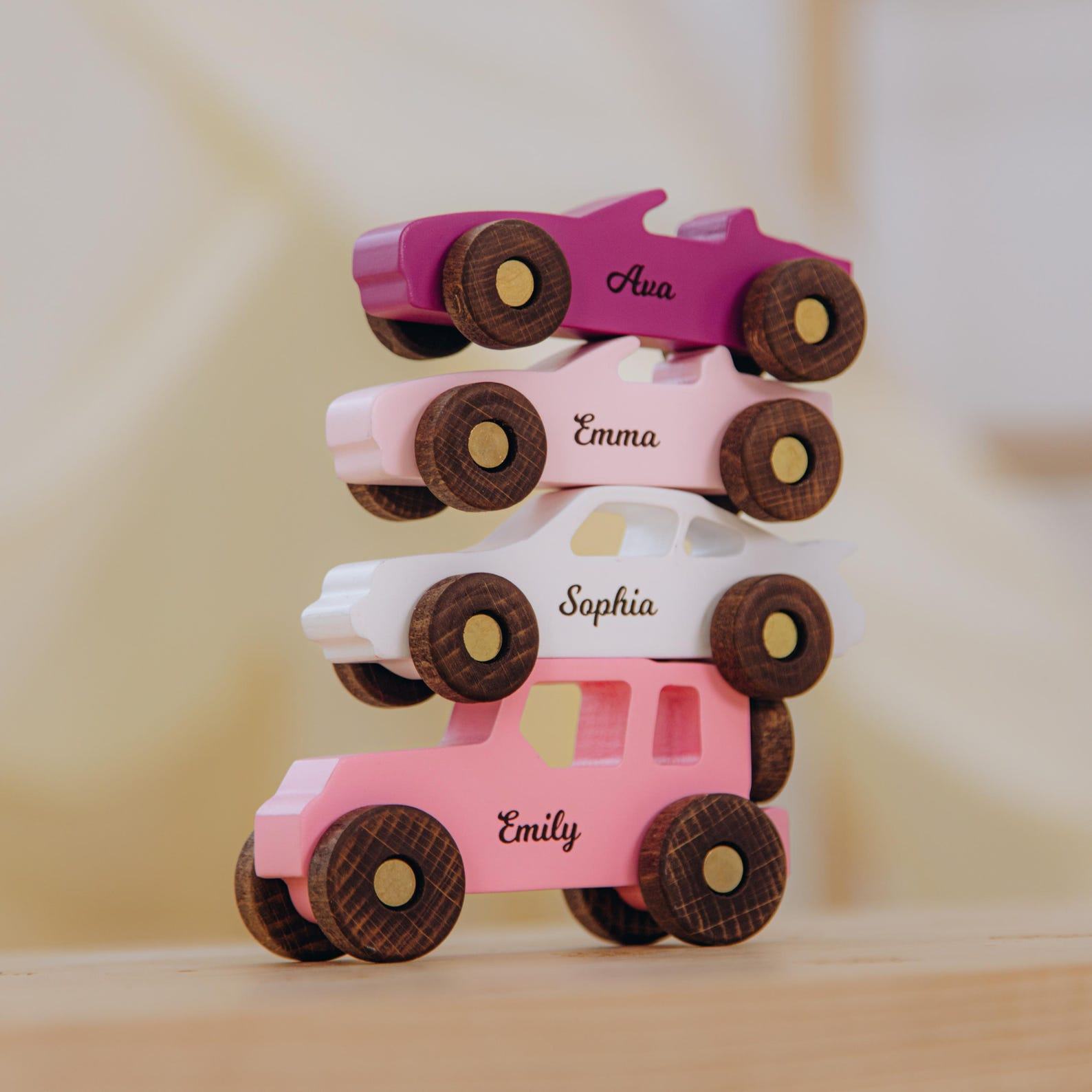 Personalized Wooden Toy Cars for Baby Boys – Custom Name Present, First Christmas Keepsake
