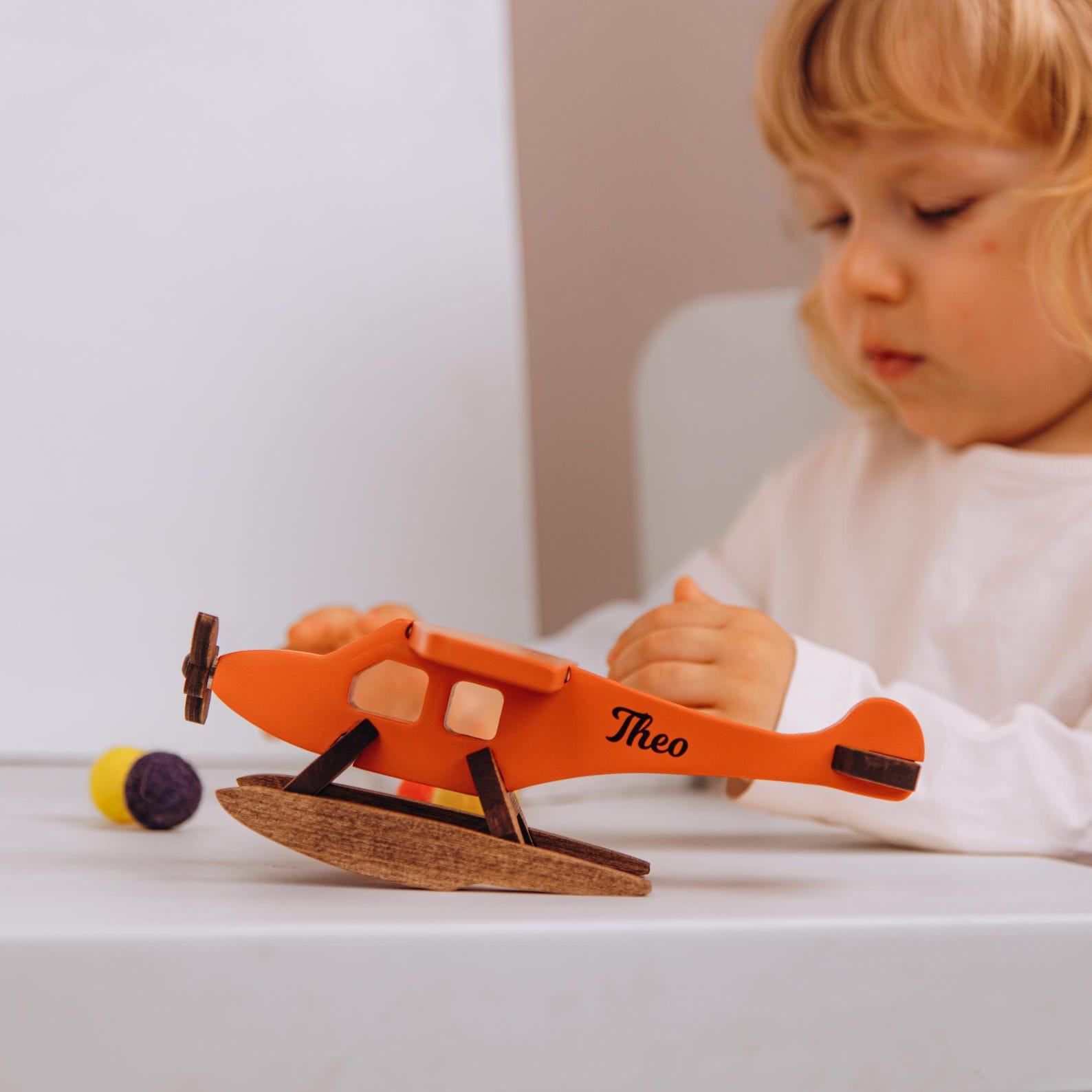 Personalized Wooden Toy Helicopter – Baby Boy Present, Sensory Toy for Toddlers 1-3, Easter Basket Stuffer
