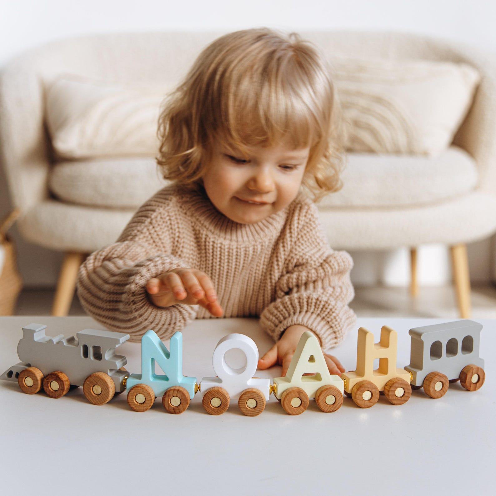 Personalized Wooden Train Name with Magnets A Unique First Birthday Item for Boys