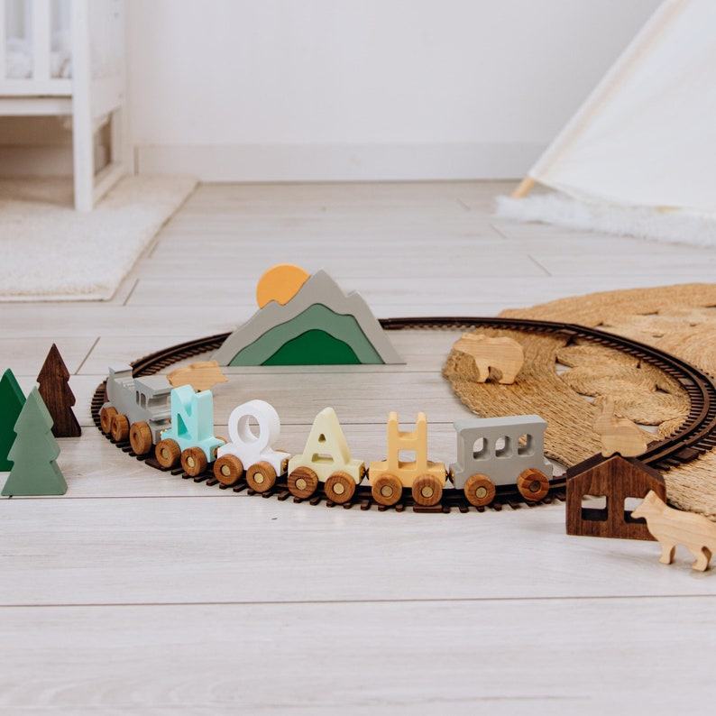 Personalized Wooden Train Name with Magnets A Unique First Birthday Item for Boys