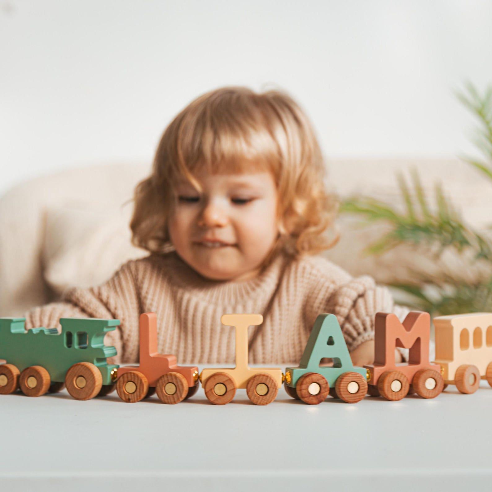 Personalized Wooden Train Name with Magnets A Unique First Birthday Item for Boys