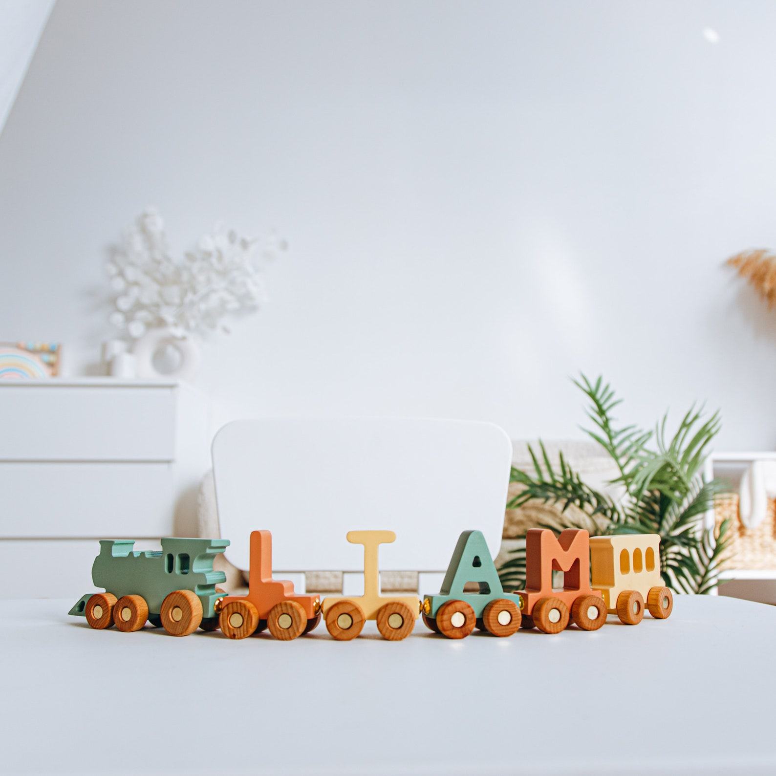 Personalized Wooden Train Set – Magnetic Toy, Baby Shower Present, Christmas Keepsake