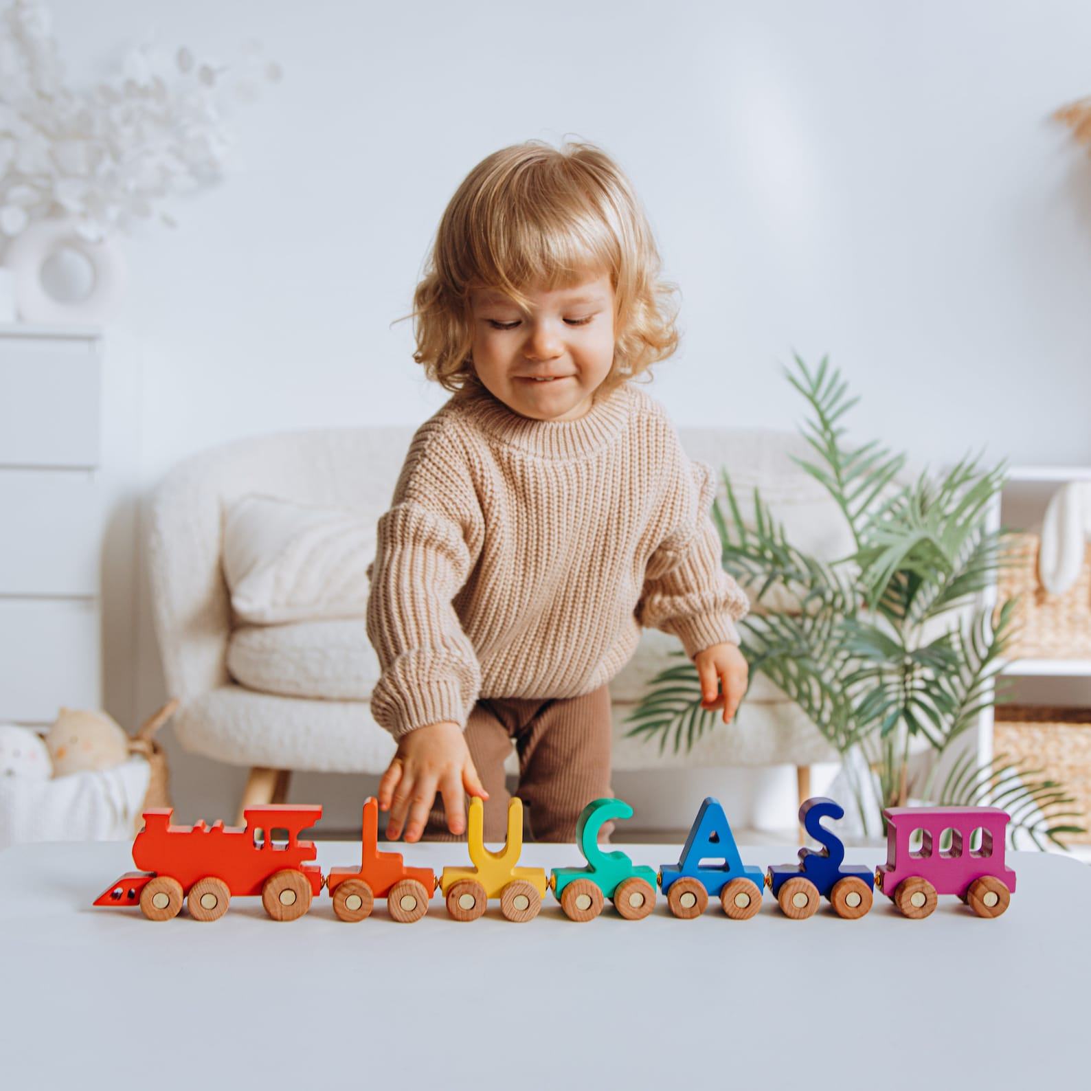 Personalized Wooden Train Toy for Toddlers A Unique Item for Birthdays, Christmas, and Baby Showers