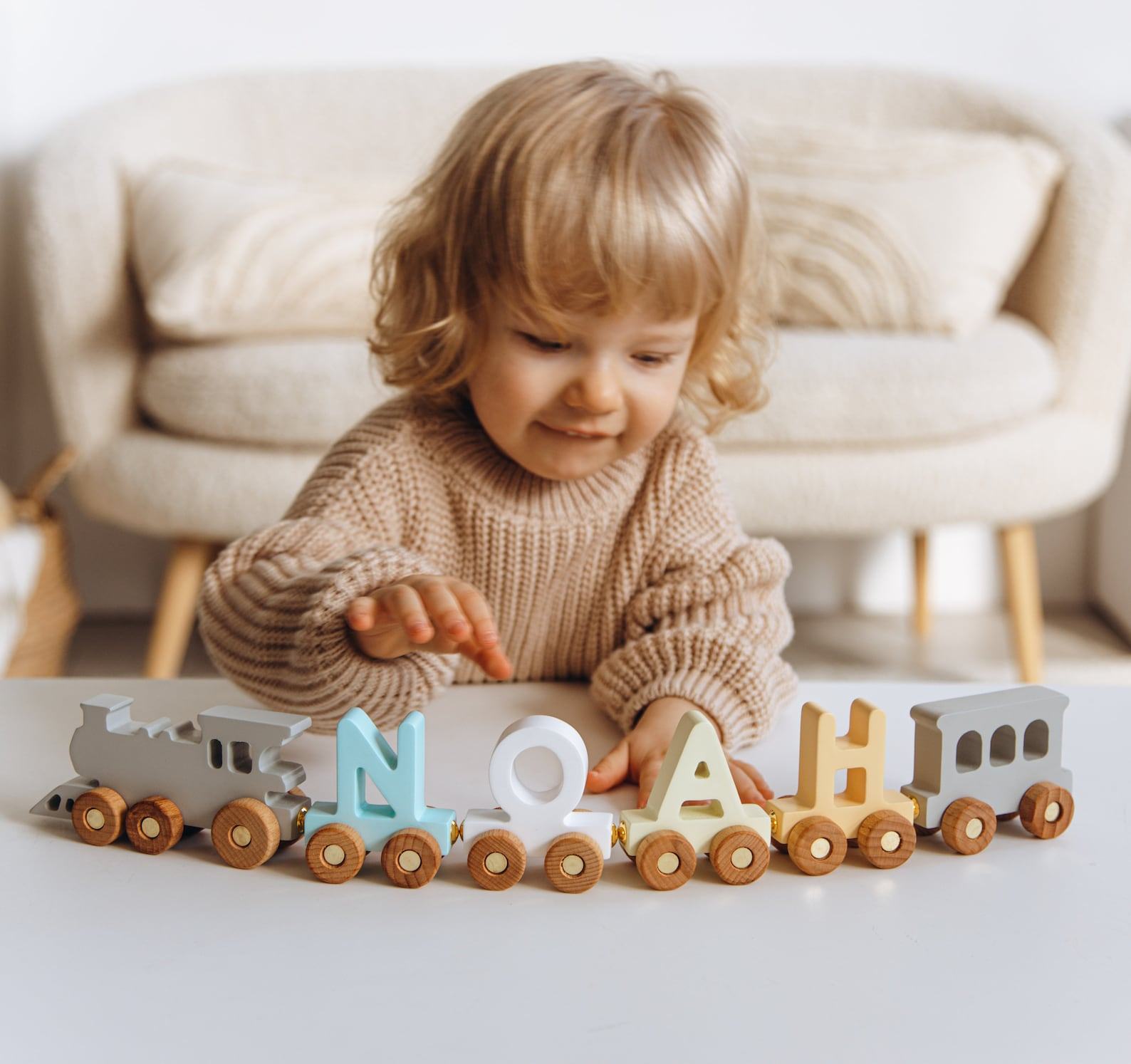 Personalized Wooden Train Toy for Toddlers A Unique Item for Birthdays, Christmas, and Baby Showers - Image 4