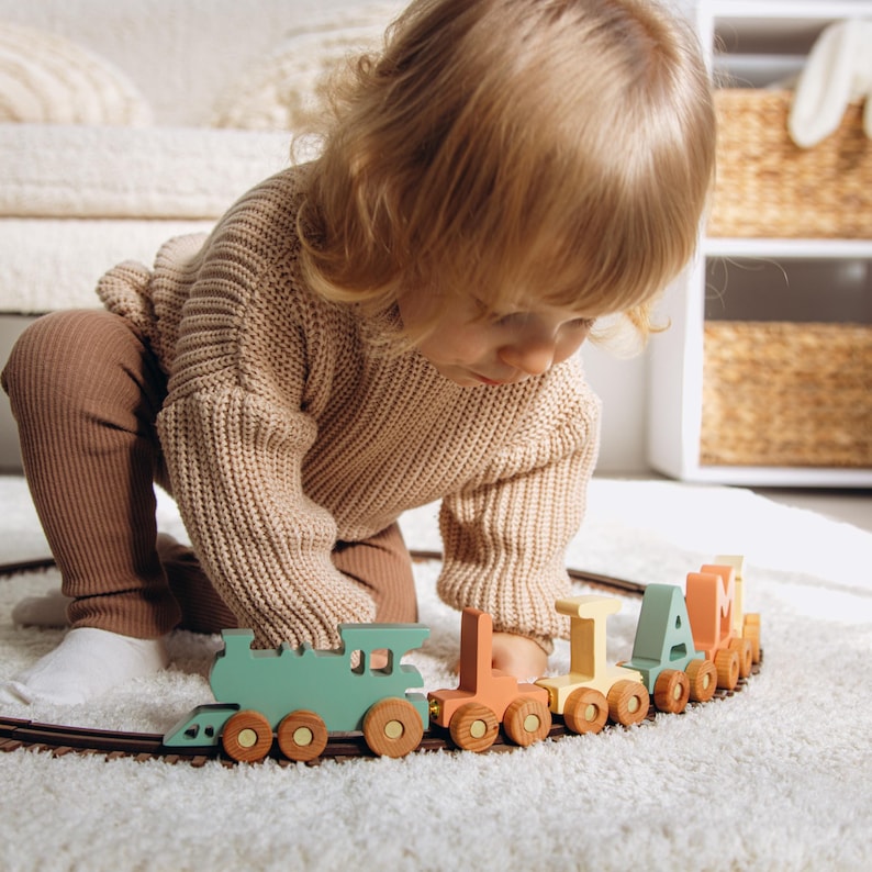 Personalized Wooden Train Toy for Toddlers A Unique Item for Birthdays, Christmas, and Baby Showers