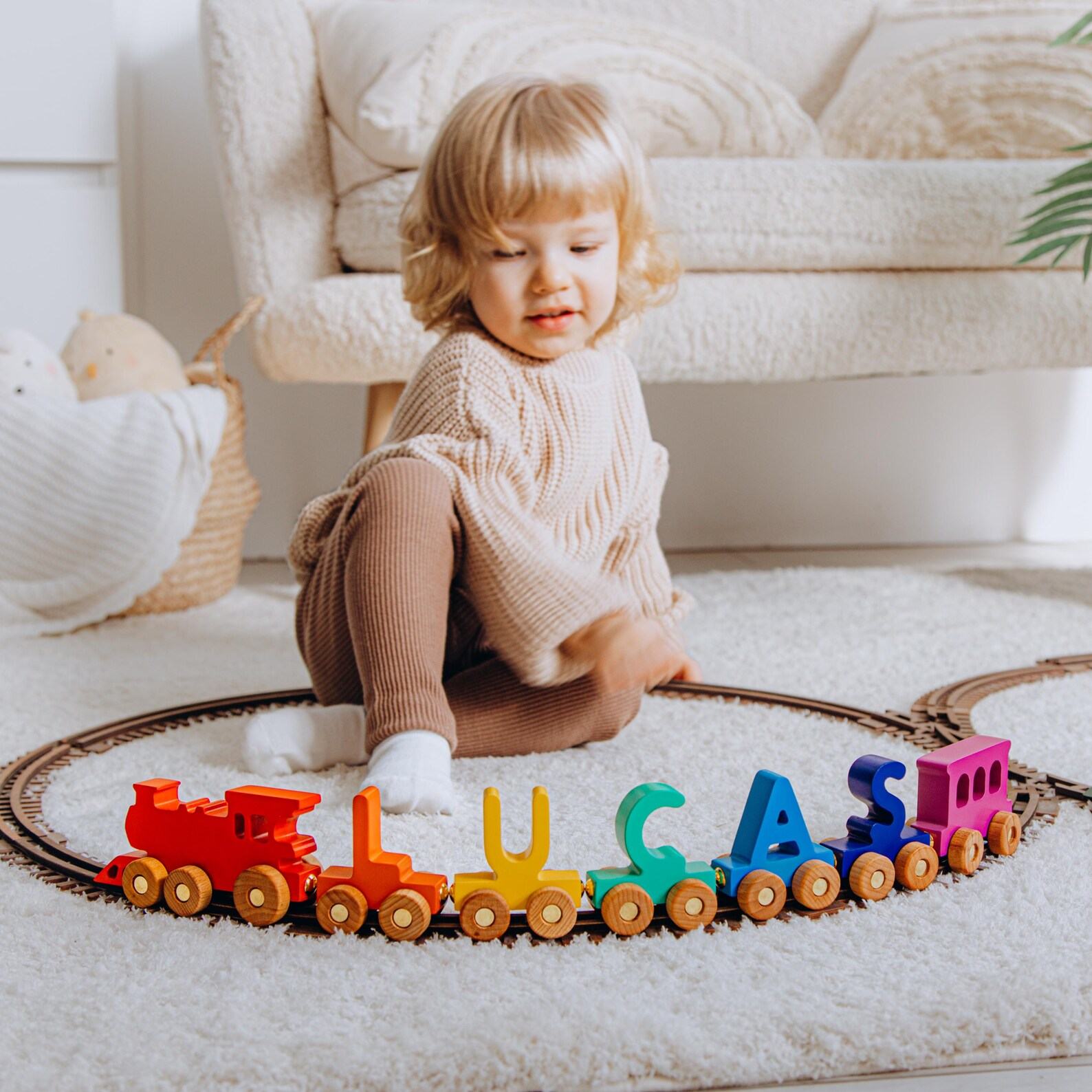 Personalized Wooden Train Toy for Toddlers A Unique Item for Birthdays, Christmas, and Baby Showers