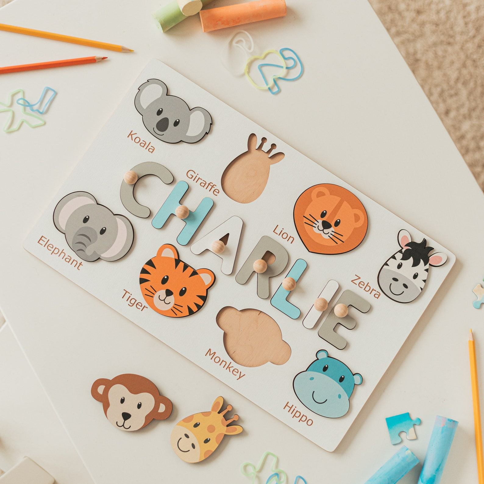 Personalized Woodland Animal Puzzle A Cherished Item for Baby Showers, Birthdays, and Christmas