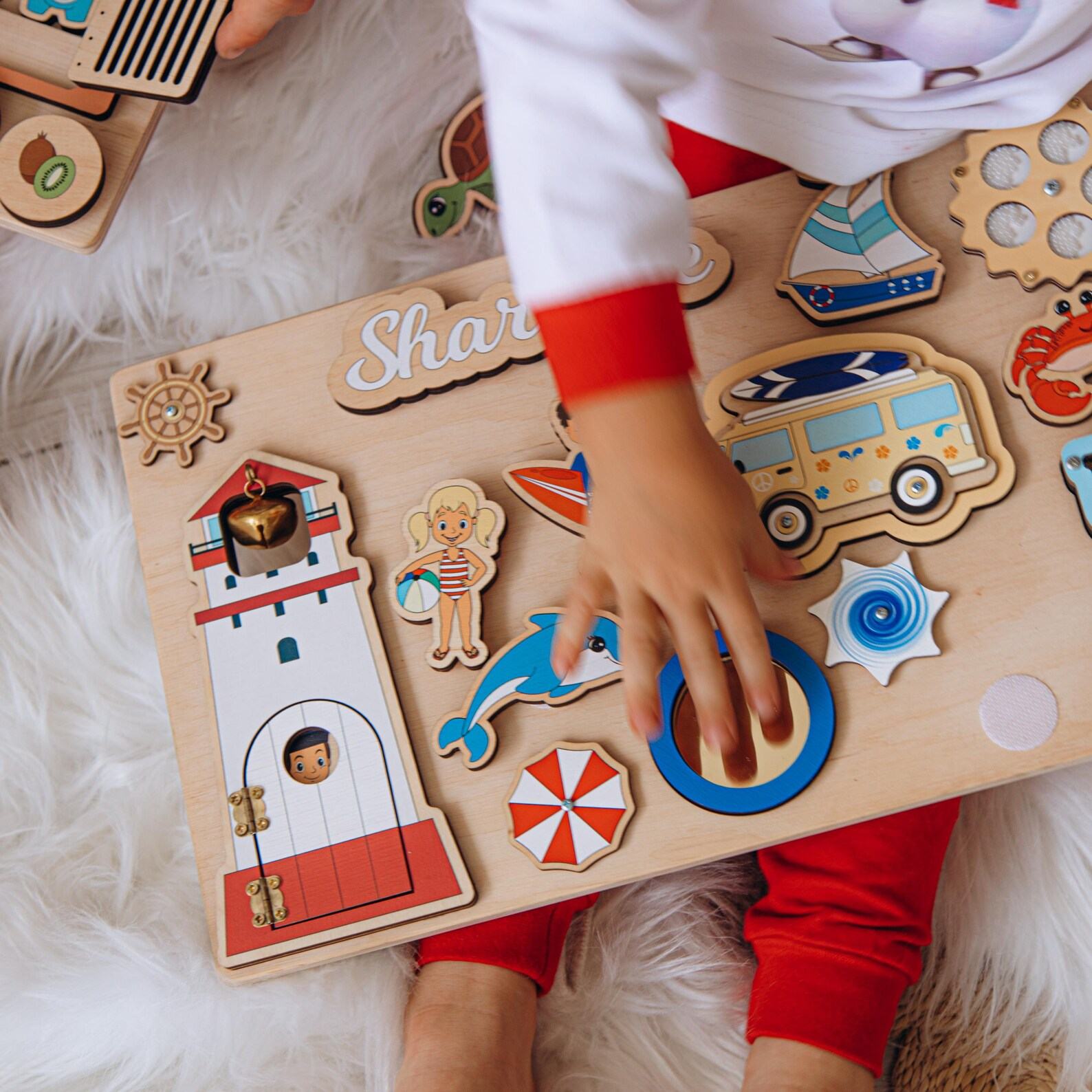 Personalized Woodland Busy Board  Montessori Sensory Toy for Toddlers – Forest Animals, Easter Present, 1st Birthday