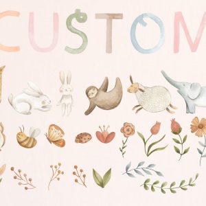 Personalized Woodland Nursery Name Decal with Animal and Floral Stickers Create a Magical Forest for Your Little One