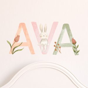 Personalized Woodland Nursery Name Decal with Animal and Floral Stickers Create a Magical Forest for Your Little One