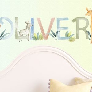 Personalized Woodland Nursery Name Decal with Animal and Floral Stickers Create a Magical Forest for Your Little One