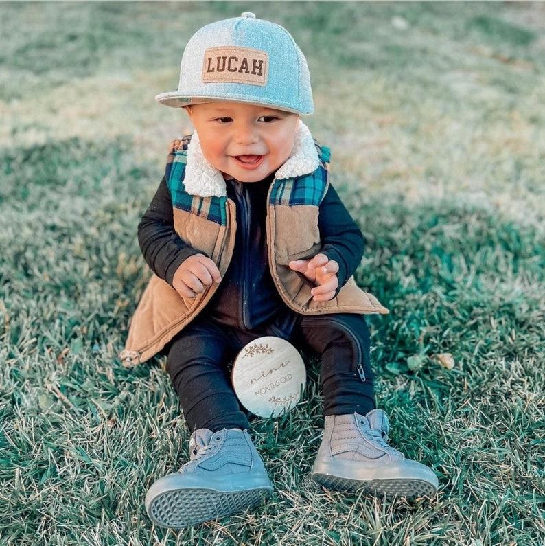 Personalized Youth Snapback Hat Design Your Own Cap with Name, Font, and Vegan Leather Patch