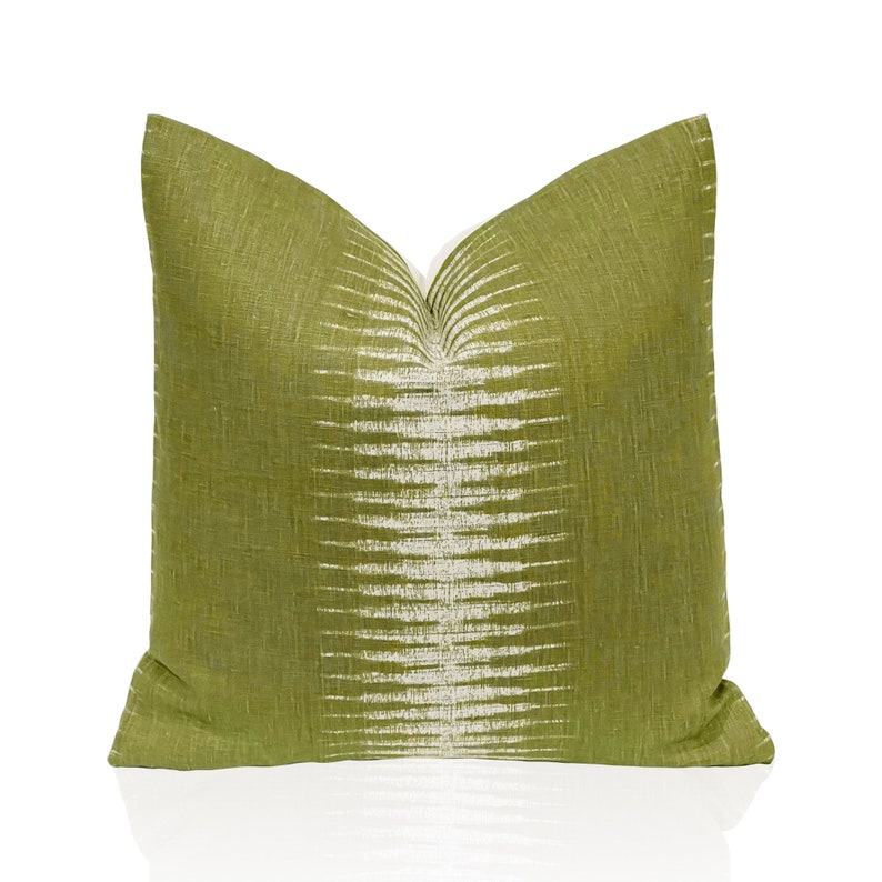 Peter Dunham Ikat Pillow Cover Olive Stripe Throw Pillow for Home Decor