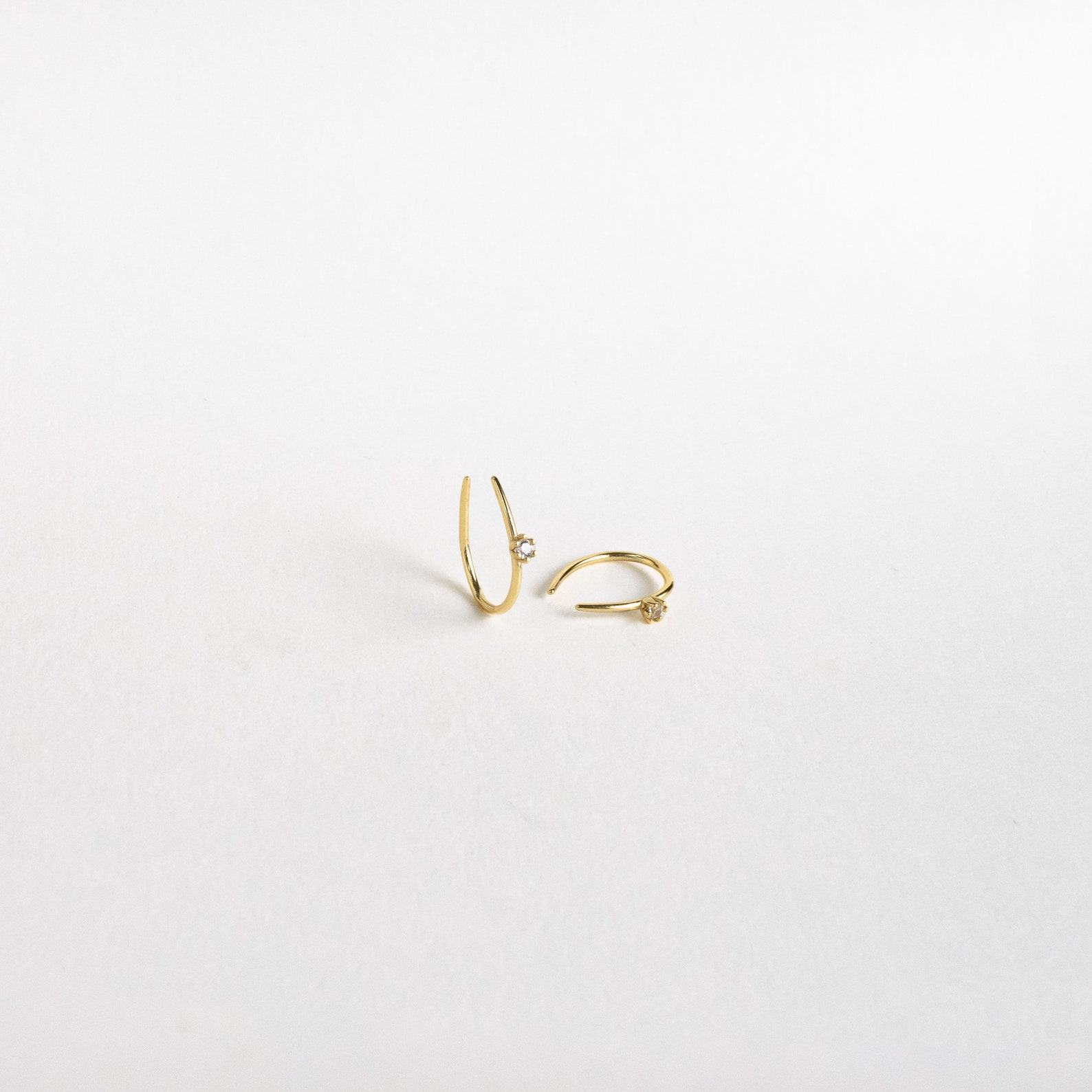 Petite Diamond Hoops Delicate Gold Earrings for Bridesmaids and Special Occasions (ER155)