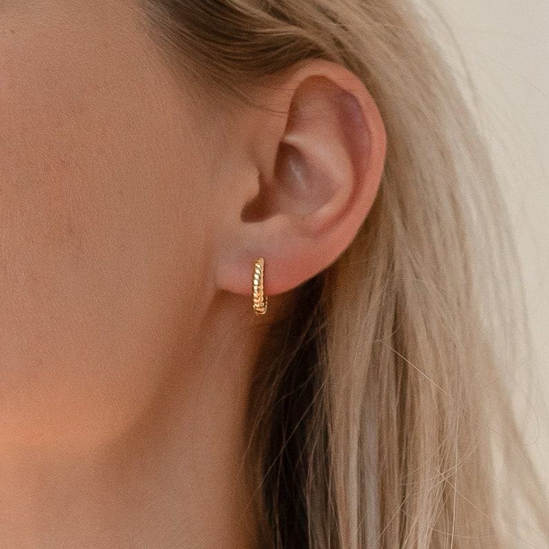 Petite Twisted Huggie Earrings Minimalist Hoops for a Timeless Look