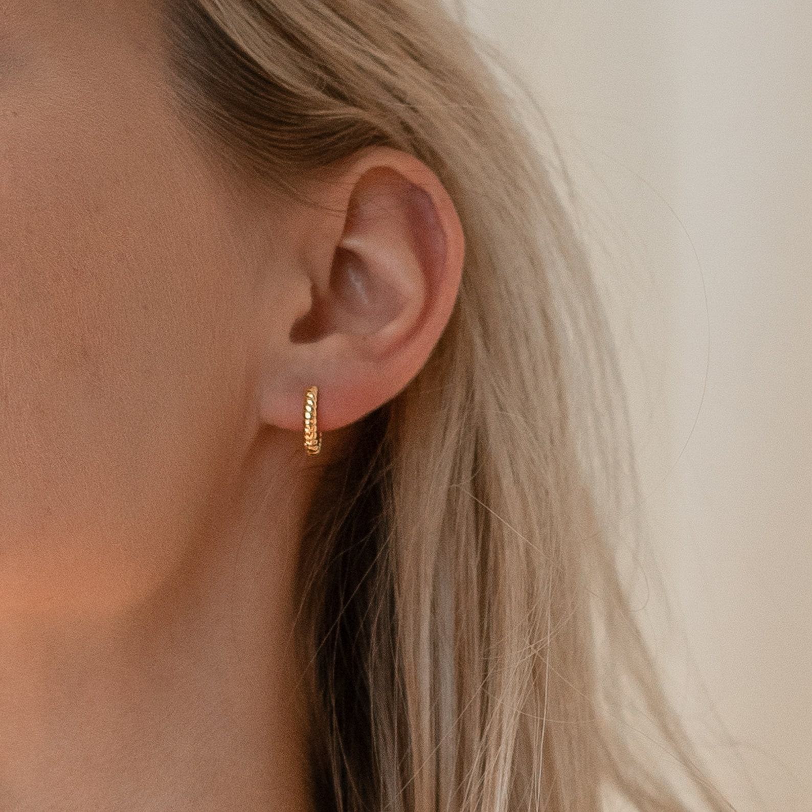 Petite Twisted Huggie Earrings Minimalist Hoops for a Timeless Look