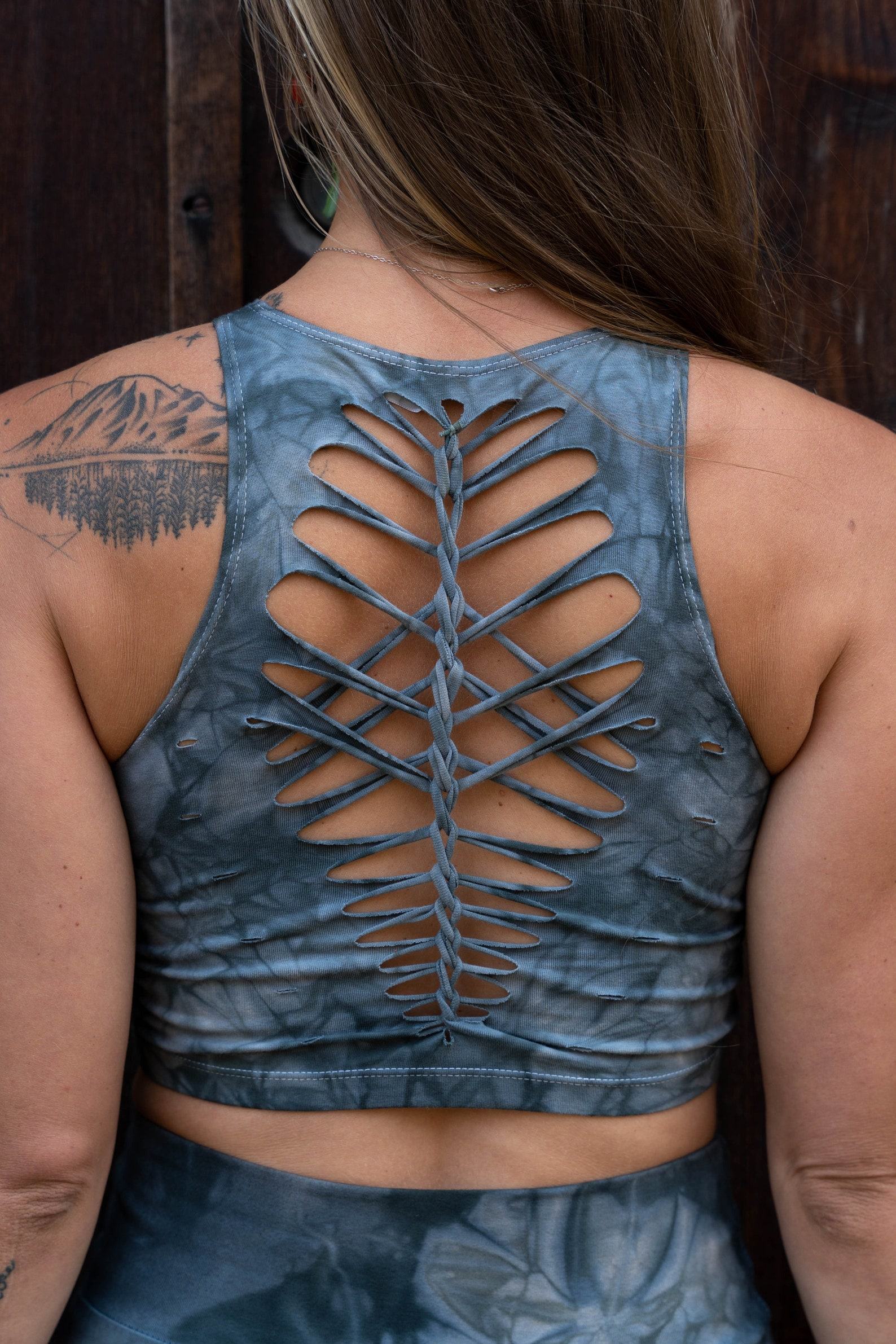 Pewter Crop Top and Hand-Dyed Yoga Slit Weave Fire Hula Hoop Unleash Your Inner Goddess - Image 2